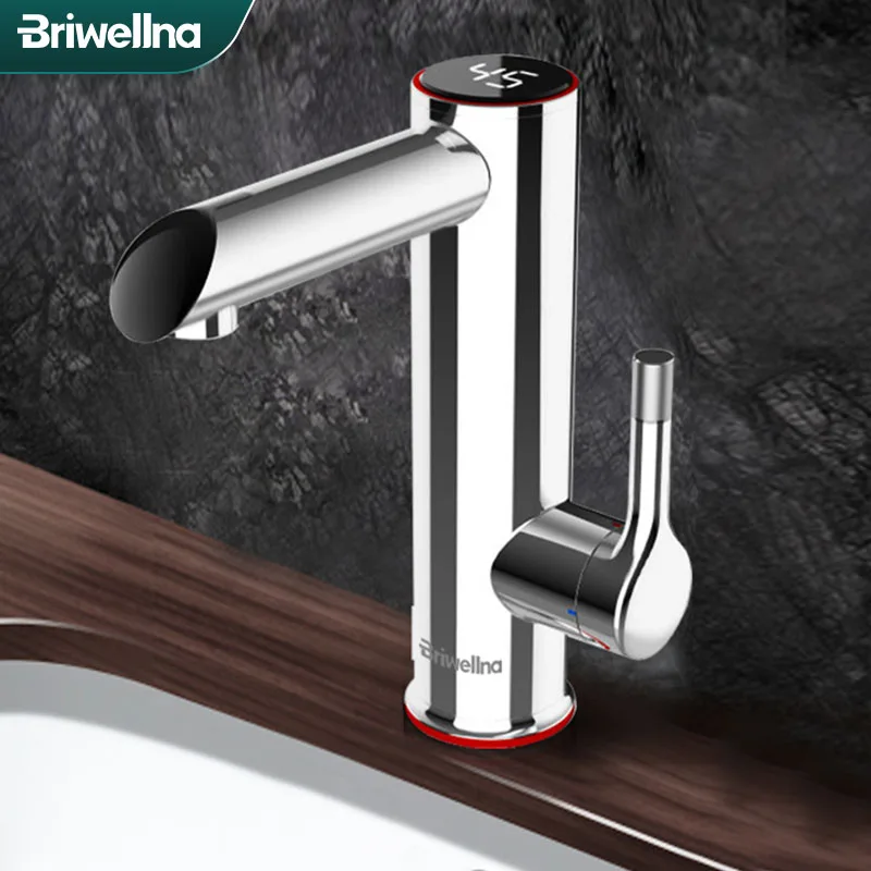 Briwellna 3.2KW Electric Water Heater Flowing Basin Faucet 2 in 1 Tankless Water Heating Faucet Instant Water Heater For Home