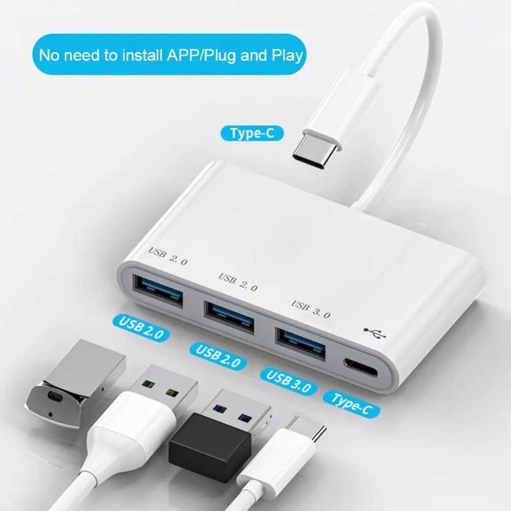 

4 in 1 USB-C Hub Type C to USB 3.0 2.0 HUB Splitter Extender USB-C Adapter Dock For Macbook iPad Surface Samsung S21 Xiaomi
