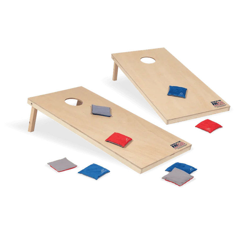 

x 4' Cornhole Boards - Natural Wood Bean Bag Toss Set with 8 Bean Bags