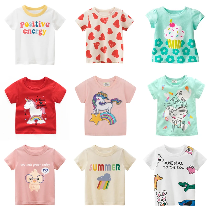 

Kids Girls Summer T-Shirt Cartoon Print Children Toddler Tops Clothes