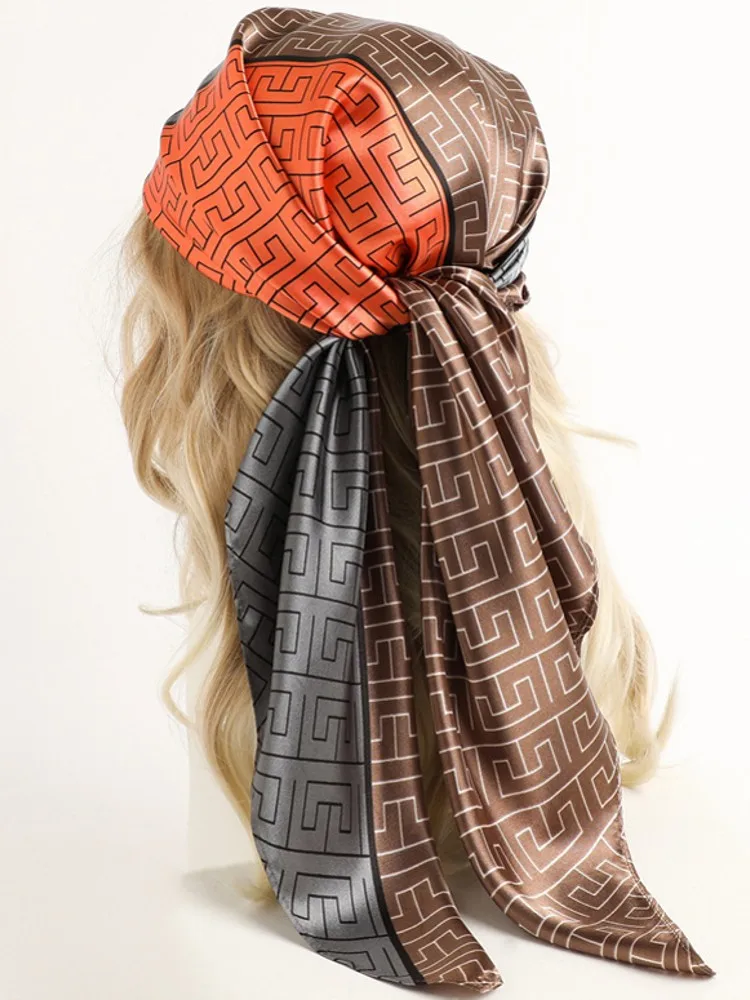 

Silk Scarf Scarftop Headwraps For Women Vintage Four Seasons Hair Scarve 90*90cm Hijab Foulard Iuxe Bandana Femme Headscarf