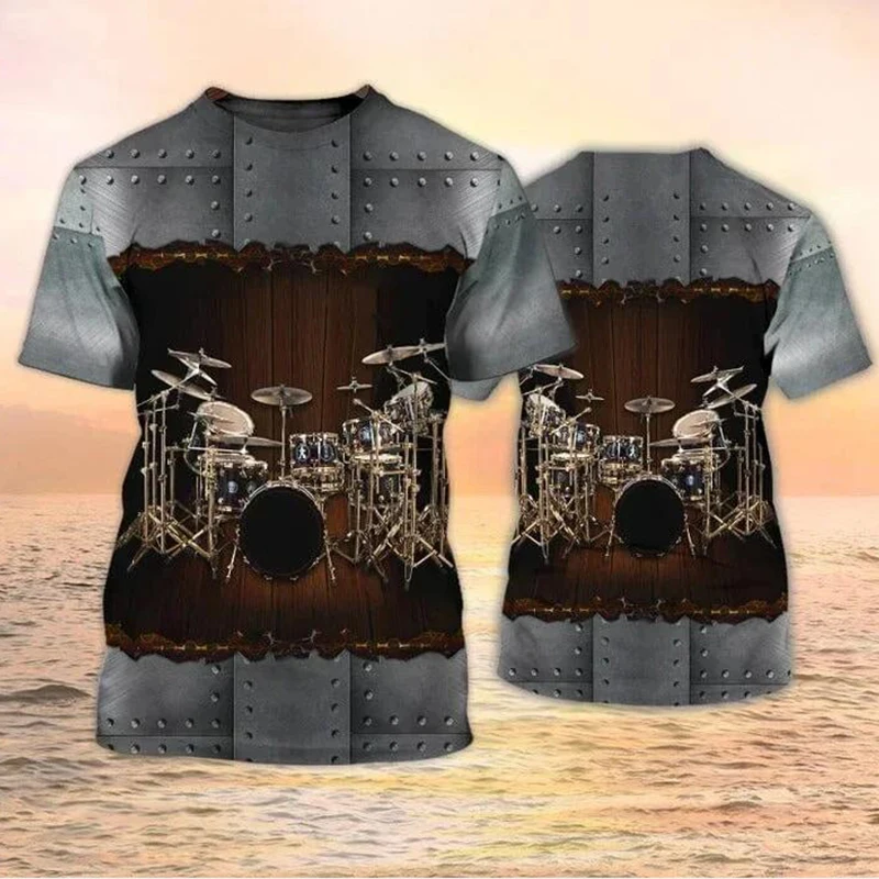 Мужская футболка с объемным принтом барабана Классическая в стиле хип-хоп