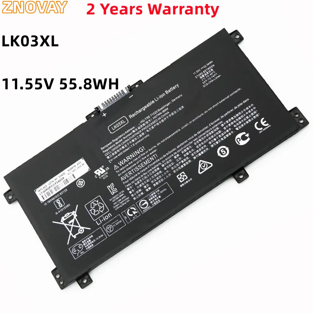 

55.8WH LK03XL Laptop Battery For HP envy 15 x360 15-bp 15-cn TPN-W127 W128 W129 W132 HSTNN-LB7U HSTNN-UB7I HSTNN-IB8M LB8J