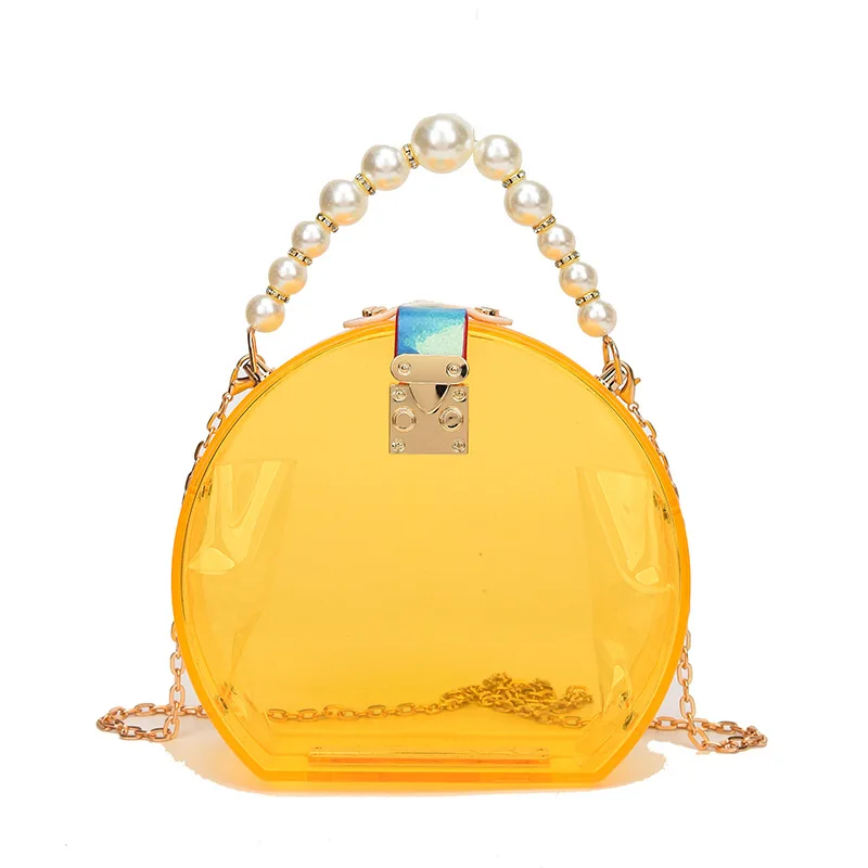 Round Clutch Luxury Handbags Women Bgas Designer Messenger Beach Travel Summer Acrylic Hand Bags Marbling White Acrylic Purse