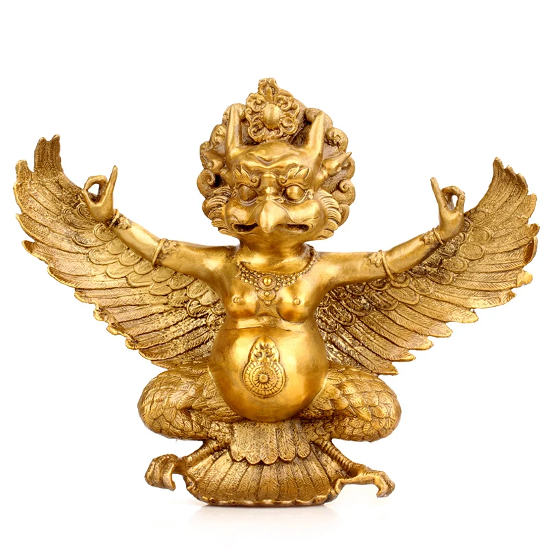 

26 CM LARGE # HOME TALISMAN EFFICACIOUS PROTECTION # EXORCISE EVIL SPIRITS GARUDA DHWAJA GODS GARUDA DHARMA BRASS STATUE