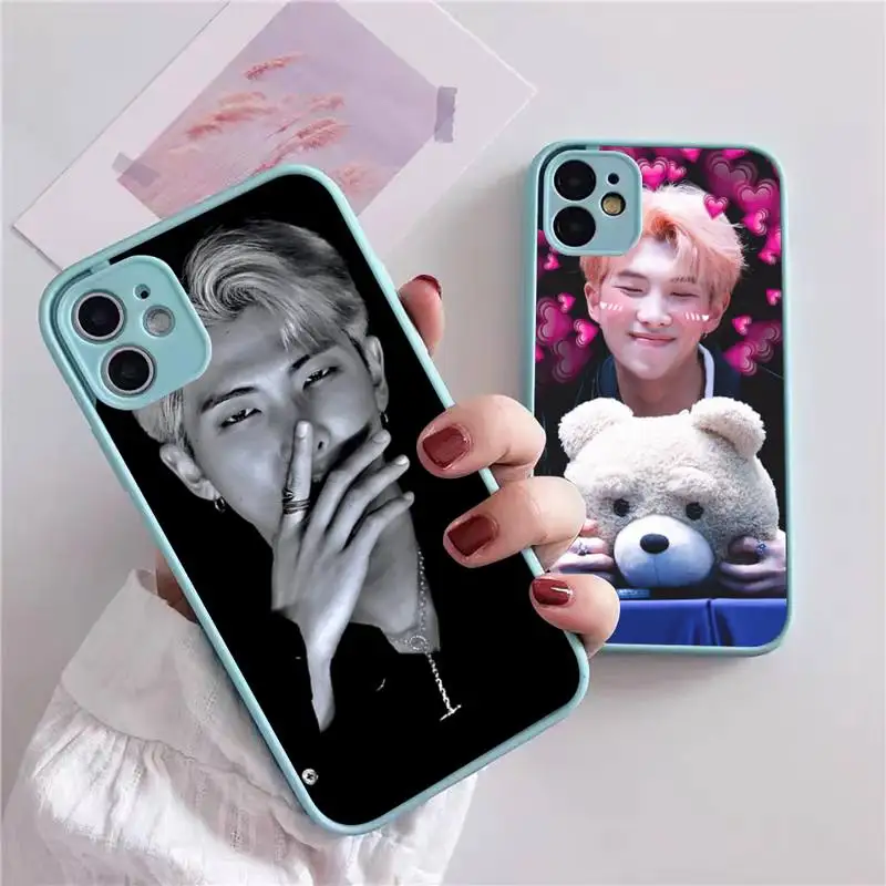 

Bangtan Boys RM Namjoon Kim Phone Case For iphone 13 12 11 xr xs x 7 8 pro max Light blue Soft TPU Silicone Clear Case Cover