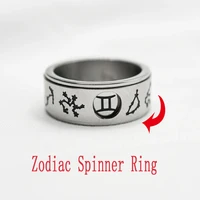 stainless steel 12 constellation anxiety rings for women men fidget spinner rings rotatable zodiac rings leo aries ring jewelry