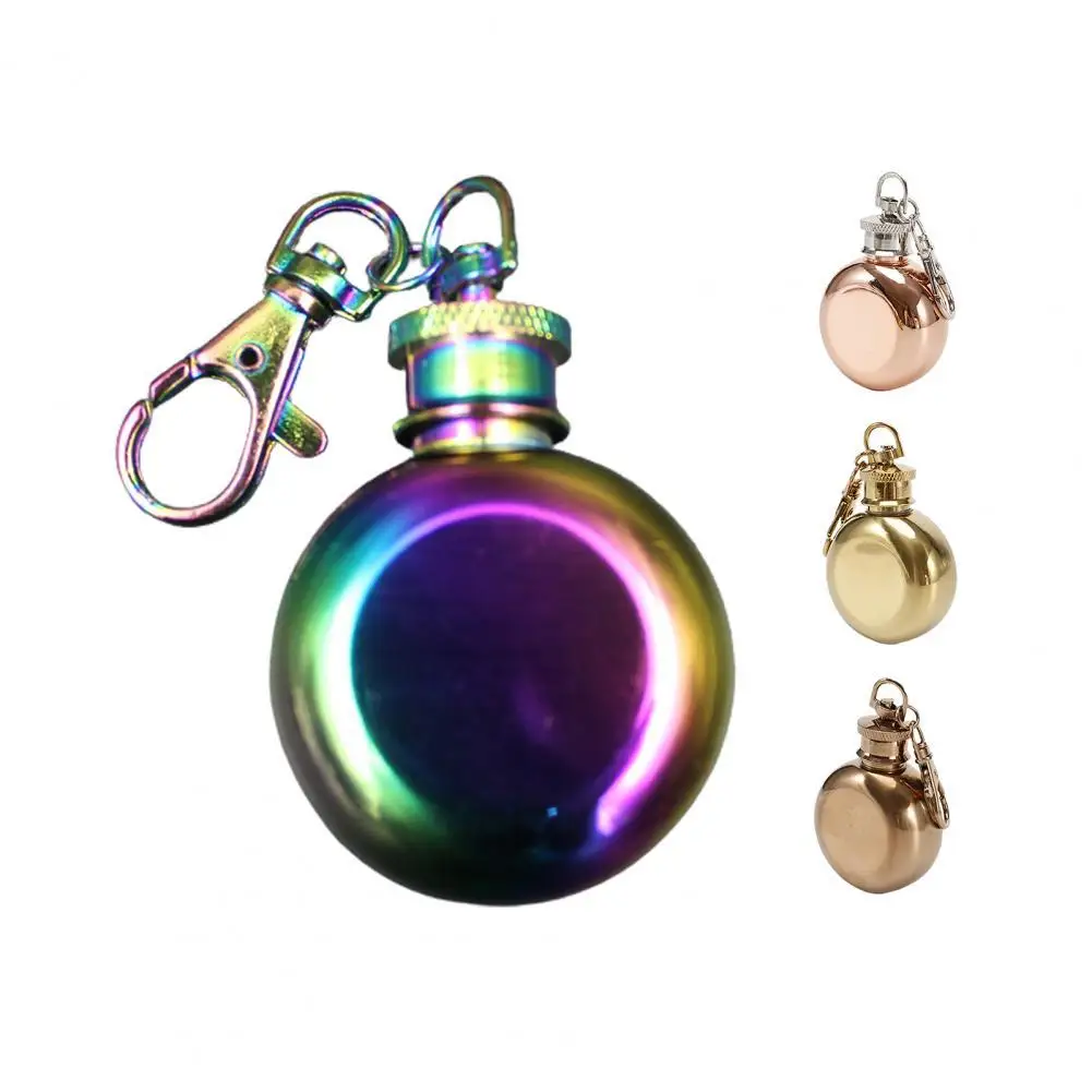 

28ml Stainless Steel Hip Flask with Keychains Leak-proof Travel Bottle Wine Flask for Office