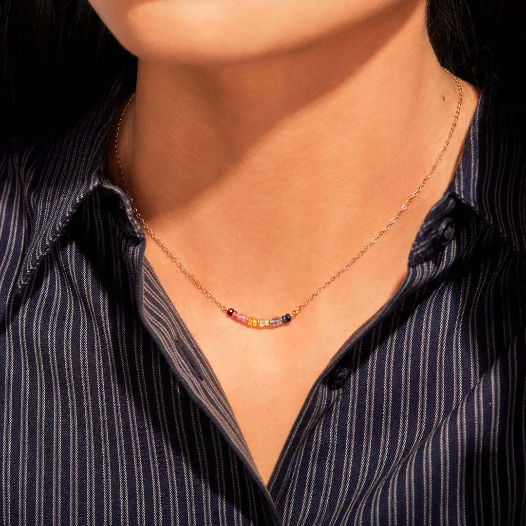 

Delicate Crystal Rainbow Necklace for Women Couple Colorful AAA Zircon Pendant Chain Necklaces Engagement Wedding Jewelry Gifts