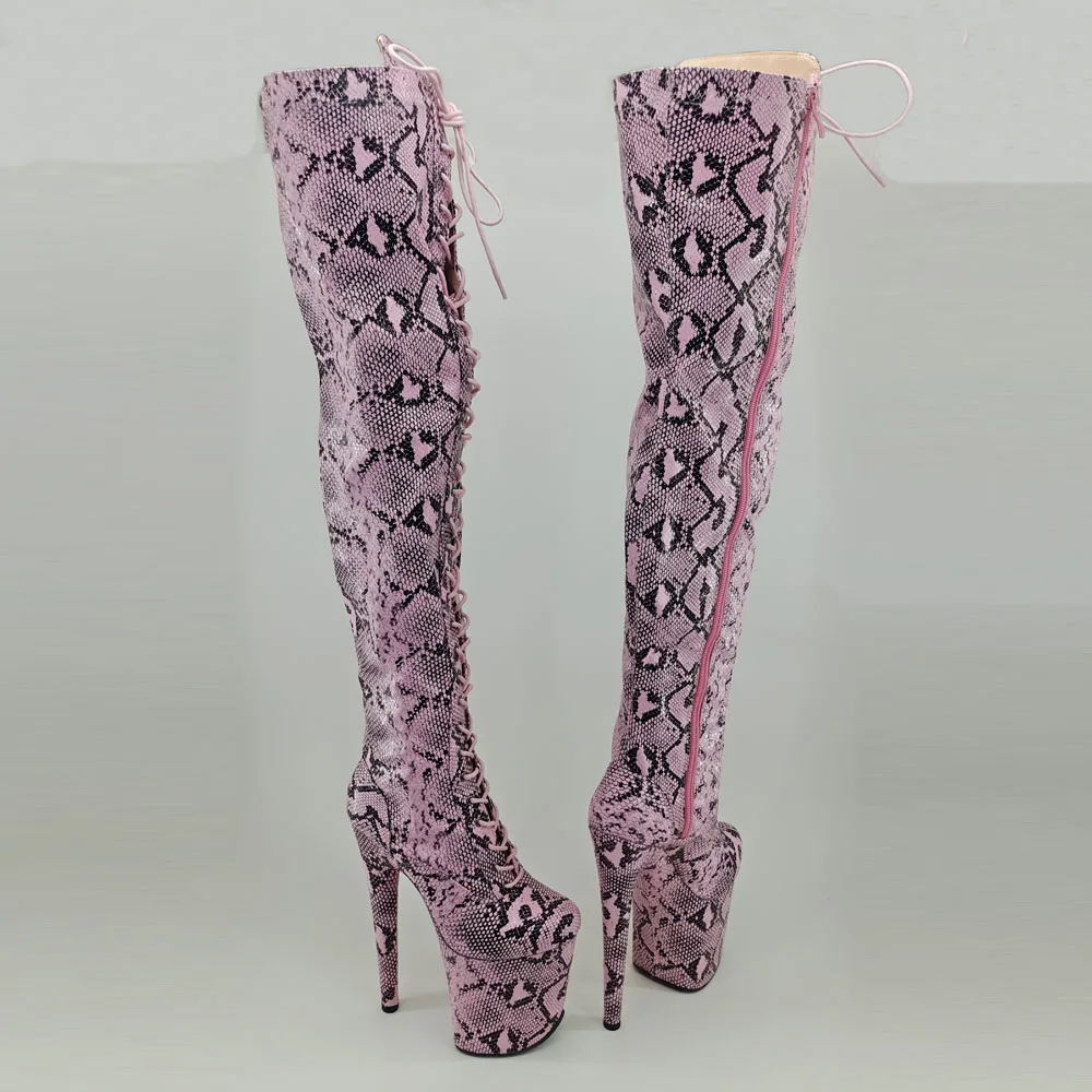 Leecabe  Snake 20CM/8inches Pole dancing shoes High Heel platform Boots closed toe Pole Dance boots