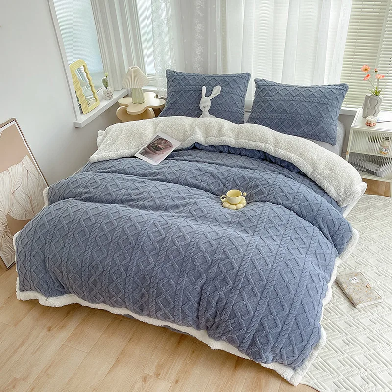 

Thickened Home Solid Color Lambswool Blanket Winter Warm Tasan Fleece Double Bed Cover Blanket 200x230cm Can Add Quilt Core