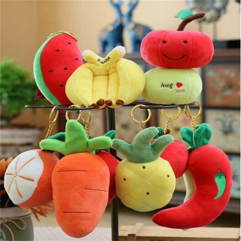 

HANDANWEIRAN 1PCS Pumpkin Plush Toy Pineapple Carrot Orange Pepper Strawberry Vegetable Fruit Toys Pendant Gift 10CM