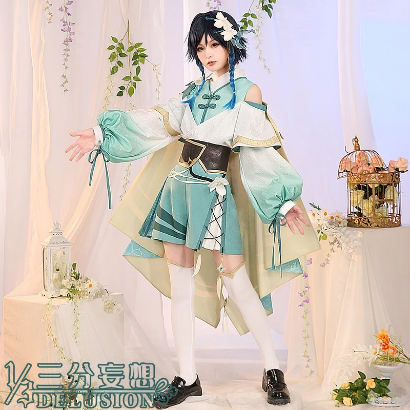 

Костюм для косплея COS-KiKi аниме Genshin Impact Venti, костюм для Хэллоуина