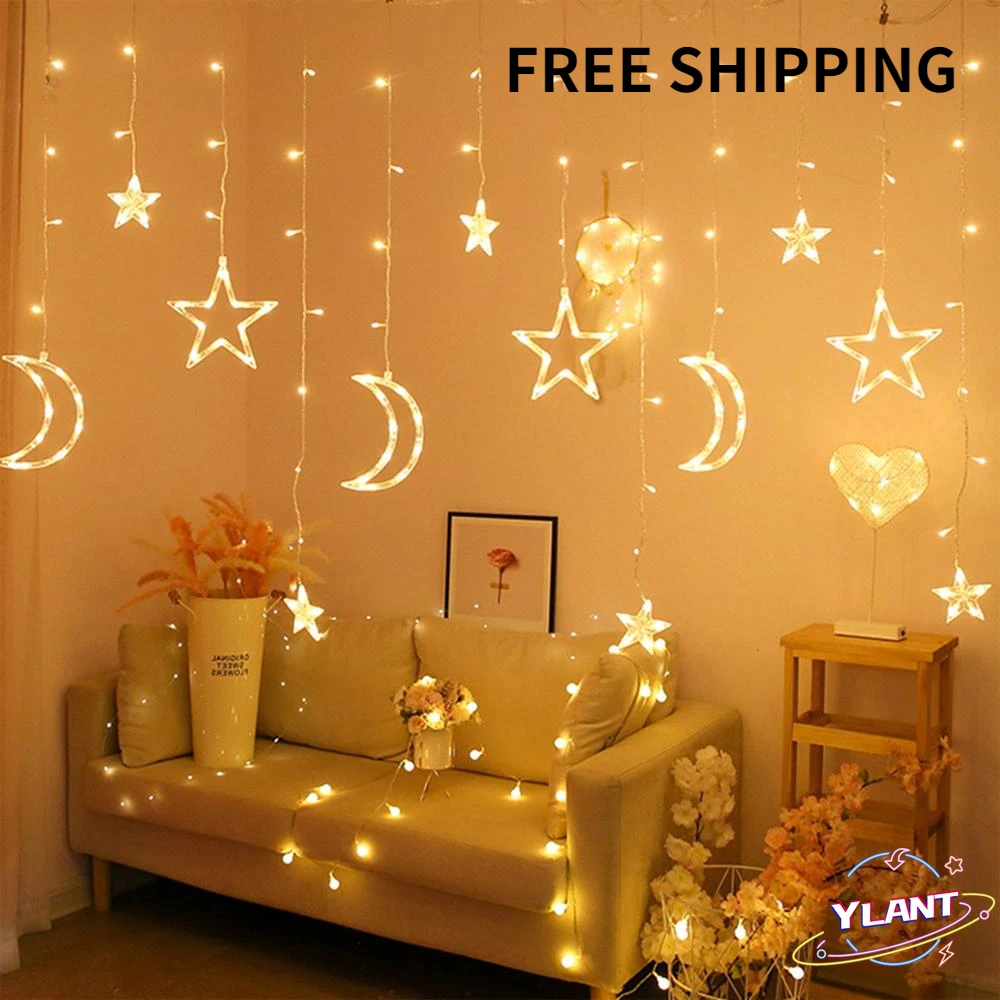 

EU Plug/Battery Moon Star LED Fairy String Light Garland EID Ramadan Decoration Christmas Holiday Lighting Wedding Party