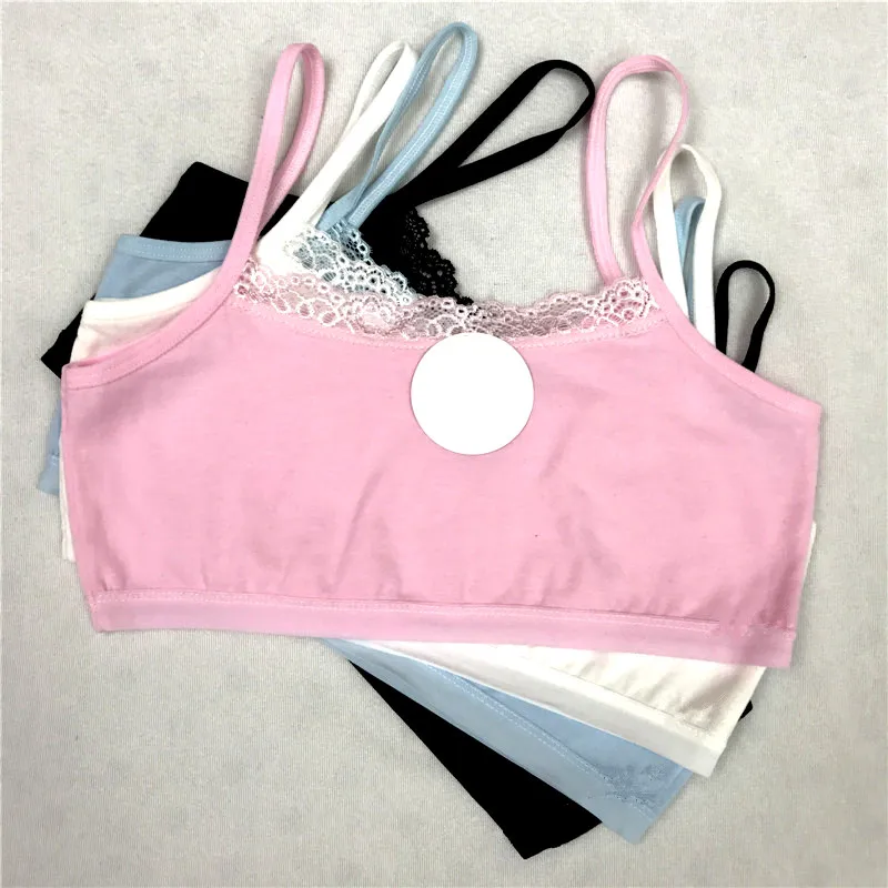 3pcs/lot  Thin Strap Cotton Student Girl Summer Vest-style Small Sling Bra 7-15 Years Training Teens Puberty Underwear