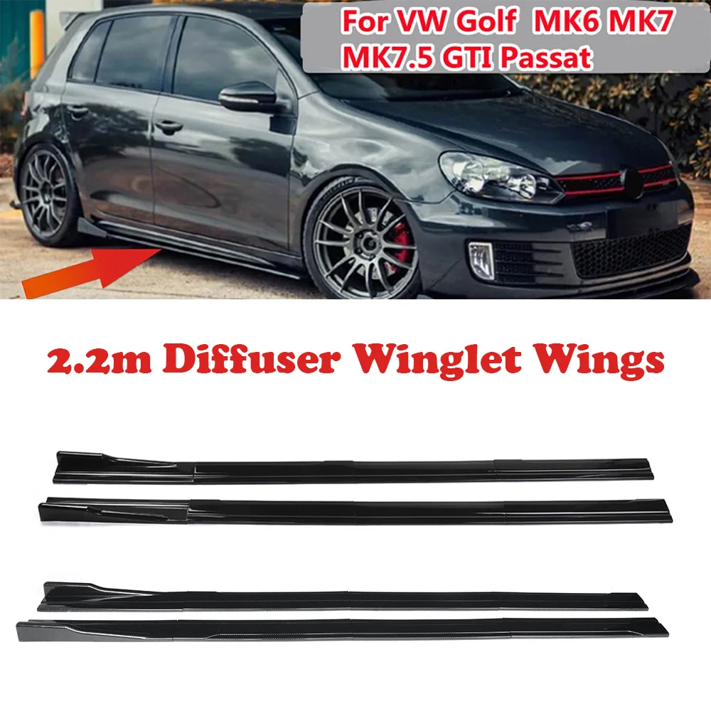 

8x 2.2m Side Skirts Extension Rocker Splitters Diffuser Winglet Wings For VW For Polo For GOLF mk5 mk6 mk7 For Jetta For Passat