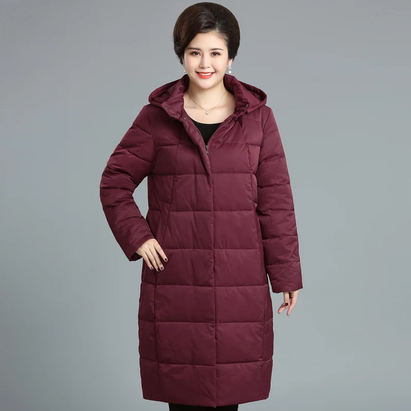 Oversize X-Long Coats Woman Winter 2022 New Casual Middle-aged Womem's Parkas Hooded Thick Warm Loose Winter Jackets Red Black