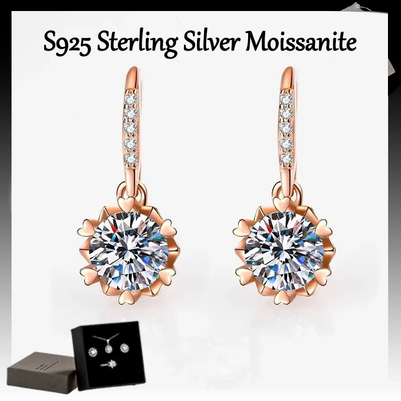 Модные модные серьги-снежинки из розового золота 18 карат простые серебряные