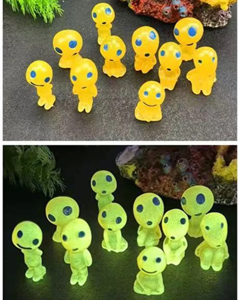 

10 шт. светящиеся фигурки инопланетян эльфов, мини-микроландшафтное украшение, светящееся в темноте дерево, эльф, светящийся в темноте орнамент
