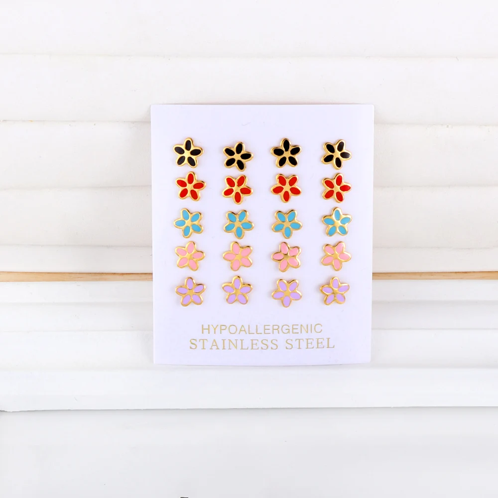 LUXUKISSKIDS комплекты сережек упаковка нержавеющая сталь романтический цветок