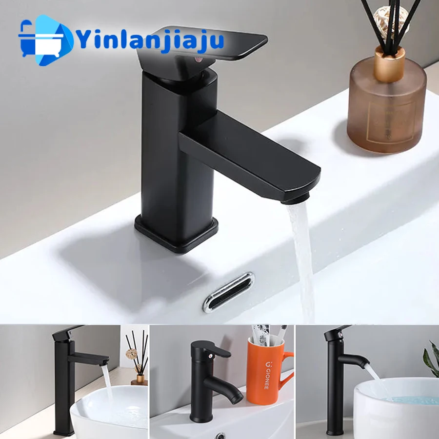 

Basin Sink Bathroom Short/High Faucet Blacked Hot Cold Mixer Tap Single Hole Water Basin Mixer Tap Household Bathroom Facilities