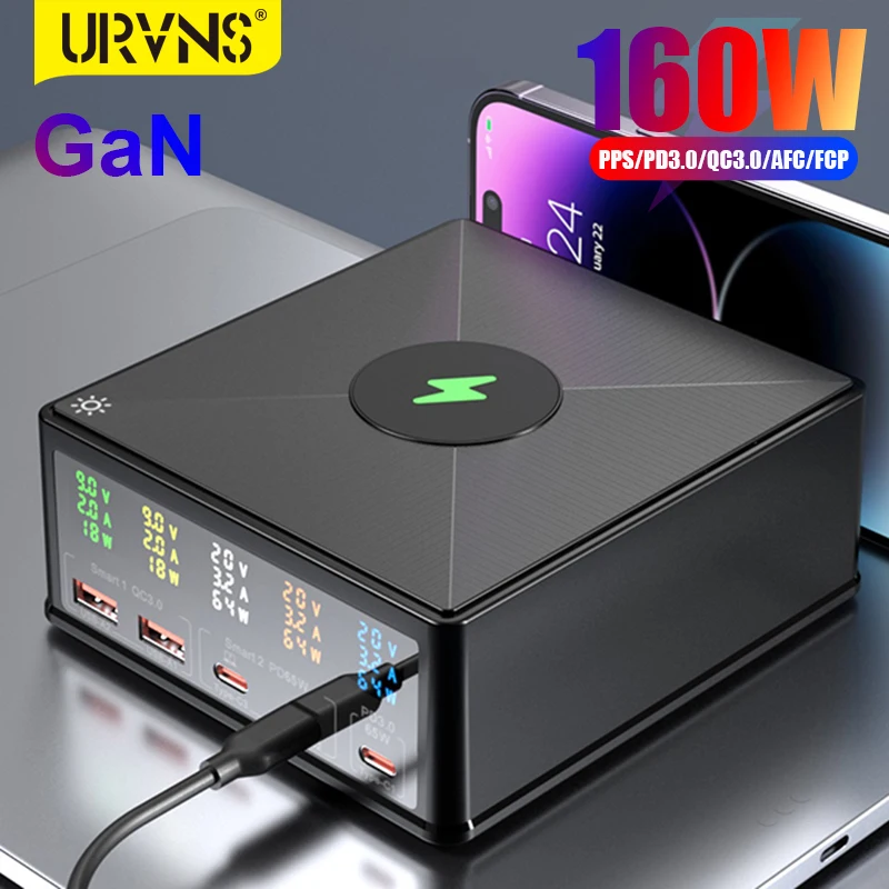 

Устройство для быстрой зарядки URVNS с 5 USB-портами и светодиодным дисплеем, 160 Вт
