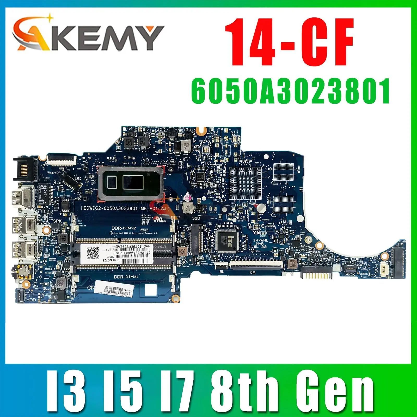 

6050A3023801-MB-A01 For HP TPN-I130 14S-CF 14S-CR 14-CF 14S-CS Laptop Motherboard With i3 i5 i7-8th Gen CPU UMA 100% Tested OK