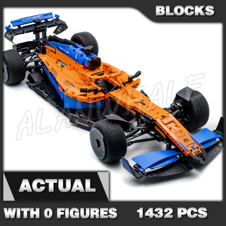 

1432pcs Technical Orange Race Car 2022 F1 V6 Cylinder Engine 88703 Building Block Toys Compatible With Model