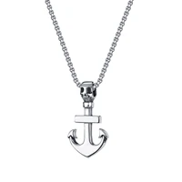 mans stainless steel cross boat anchor pendant
