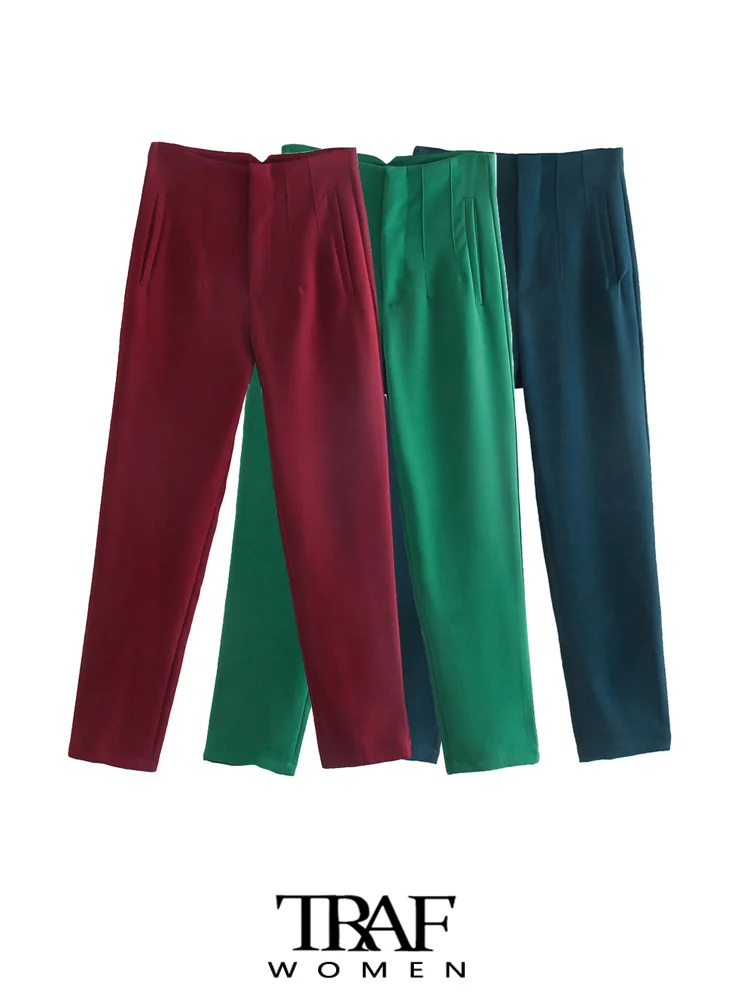 

Брюки женские с завышенной талией и молнией, на молнии