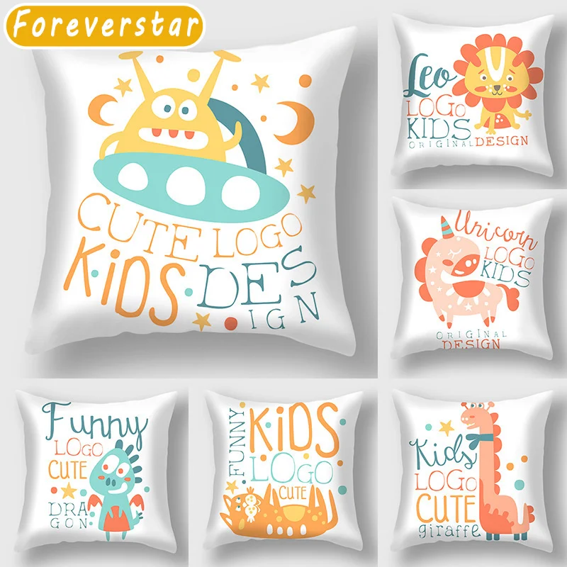 

Cute Cartoon Animals Pillow Case 45x45cm Square Decorative Polyester Cushion Cover For Sofa Home Deer Throw Pillows Funda Cojin