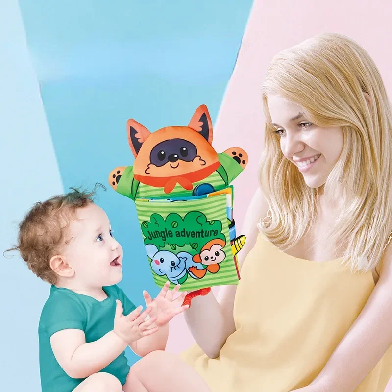 

Мягкая тканевая книга для новорожденных 0-12 месяцев, 3D бесшумные книги Монтессори, ручная марионетка, обучающая игрушка для 1 года, мальчика, ...