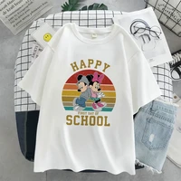 disney minnie and mickey mouse collection color print adult women t shirt short sleeve crew neck casual punk girlfriends dress