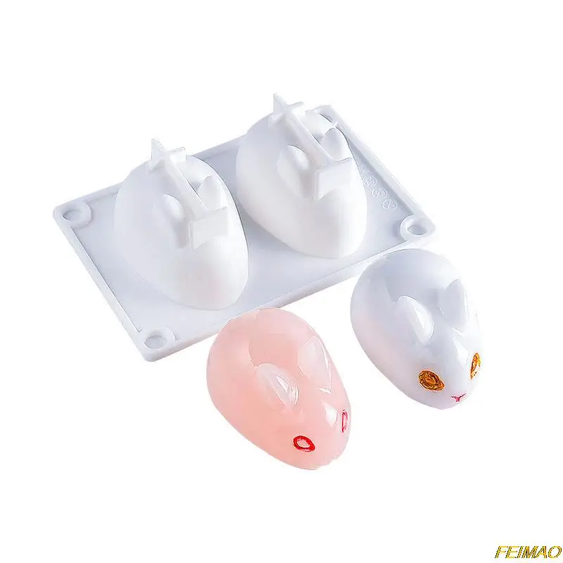 

1 Pc DIY Candle Mold Cute 3D Easter Rabbit UV Resin Molds Candle Making Supplies Silicone Mousse Cake Chocolate Dessert Mould