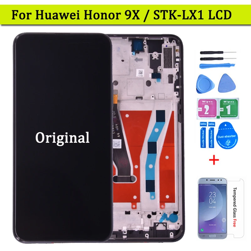 

6.59" Original For Huawei Honor 9X Global Premium LCD Display Touch Screen 10 touch Digitizer Assembly Frame STK-LX1 lcd