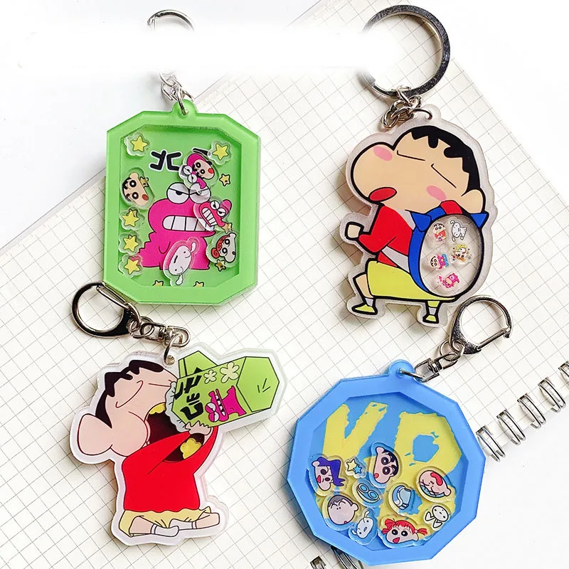 

Anime Crayon Shin-Chan Nohara Himawari Nohara Shiro Key Chain Pendant Decoration Originality Kawali Cute Kids Toys Gift For Girl