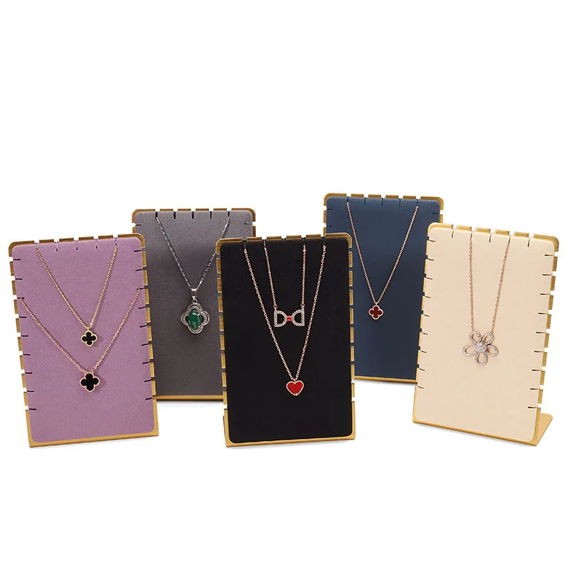 High end Gold-Plated Jewelry Display Props Microfiber Multiple Vertical Necklace Rack Window Counter Display Storage Jewelry Bra