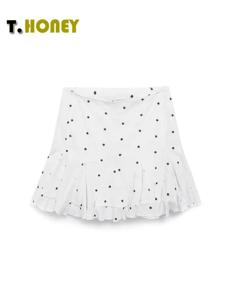 

Женские модные мини-юбки TELLHONEY с цветочной вышивкой и боковой молнией, женские повседневные трапециевидные летние юбки с высокой талией