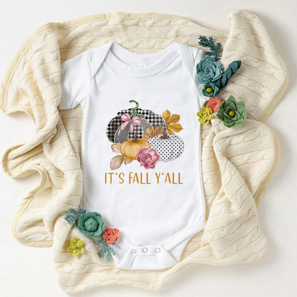 

It's Fall Y'all 0-24 Month Newborn Baby Clothes Bodysuits Pumpkin Day Printed Infant Boy Onesies Comfy Casaual Ropa De Bebe Niña