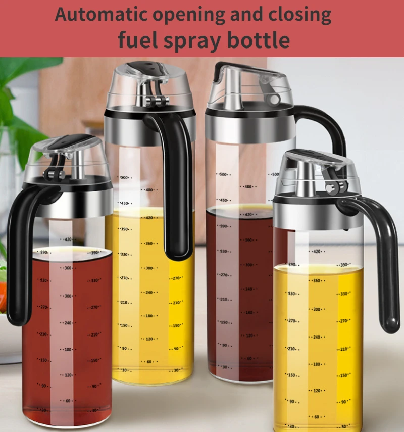 

Anti-leakage Oil Bottle Glass Automatic Opening and Closing Oil Pot Metering Seasoning Bottle High Temperature Kitchen Tool