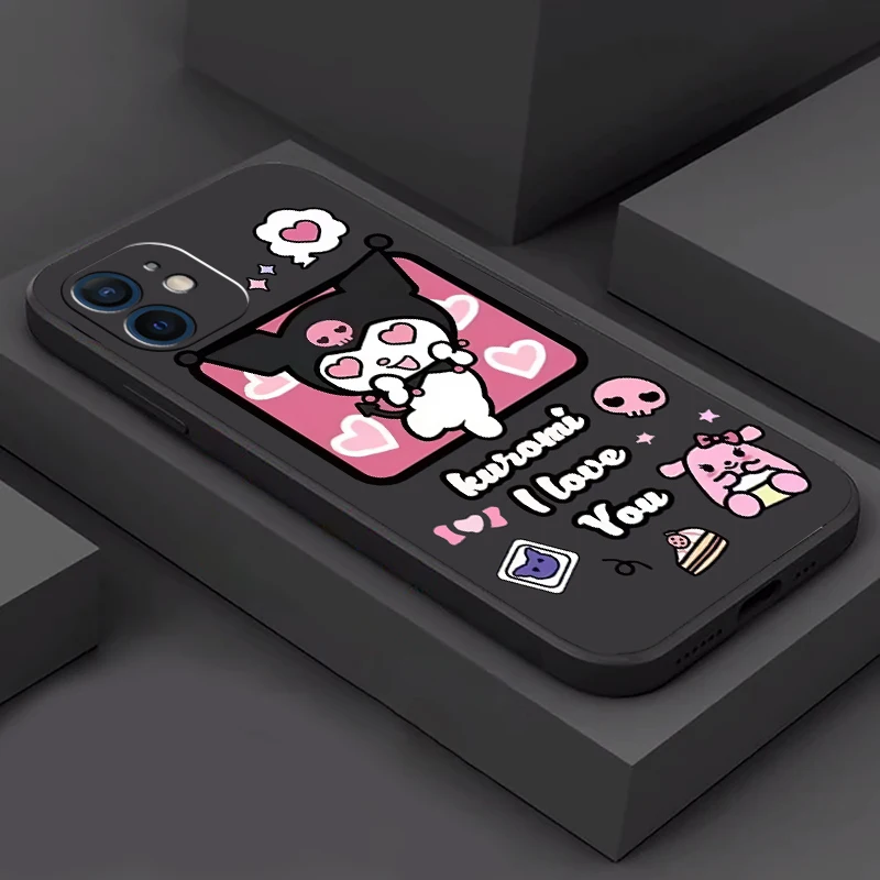 

Cartoon Hello Kitty Phone Case For Funda iPhone 11 12 13 Pro Max Mini X XR XS SE 2020 5s 6 7 8 Plus Etui Carcasa Liquid Silicon