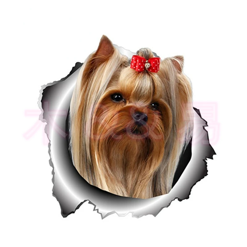 

Interesting Yorkshire Terrier Vinyl Sticker Torn Metal Decal Animal Car Stickers Window BumperPetDogCarStylingPVC CarAccessories