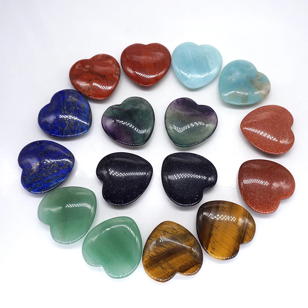 

5PCS/Set Love Heart Shaped Natural Stone Pendant Jewelry Making DIY Accessories Healing Crystal Bulk Handmade Gemstone Wholesale