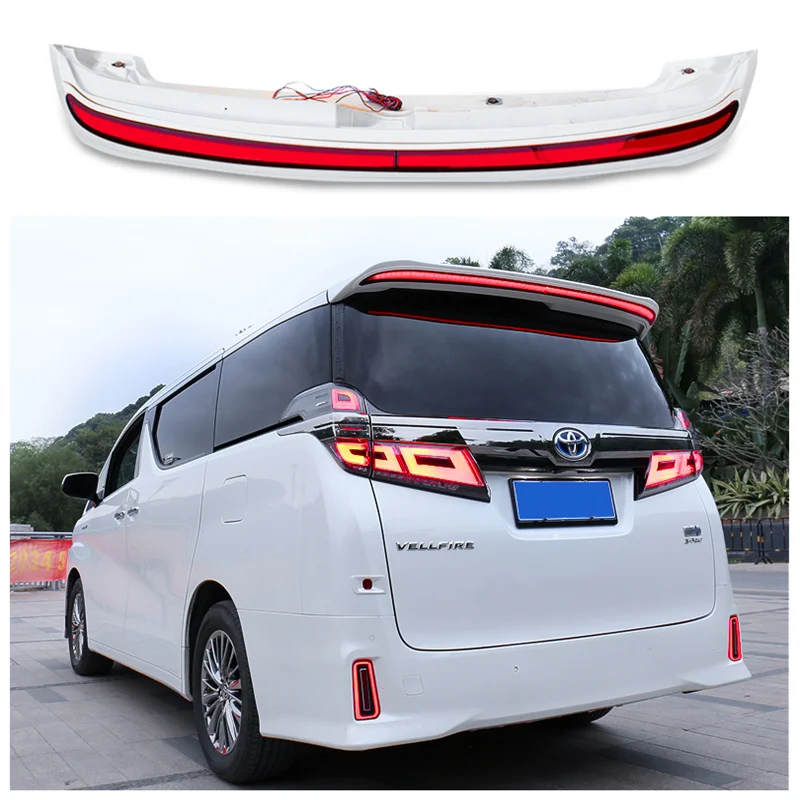 

High Quality ABS Rear Car Rear Wing Trunk Lip Roof Spoiler Fits For Toyota Alphard 2015-2022(with LED lights)