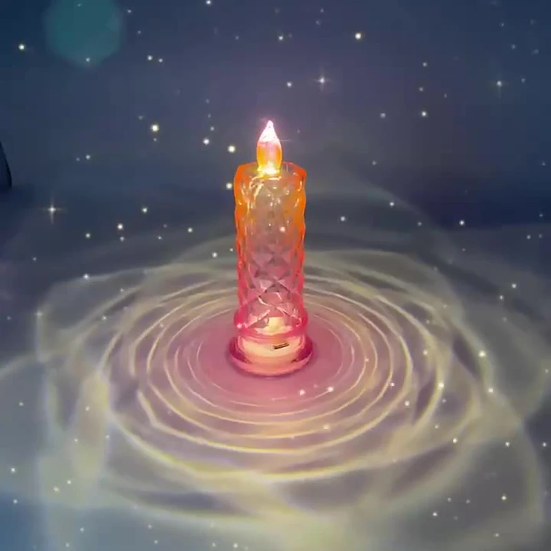 

Rose Pattern Refraction Electronic Lamp Flameless Christmas Activity Tea Lamp Decoration, Party Crystal Candles Lamp Home Decor