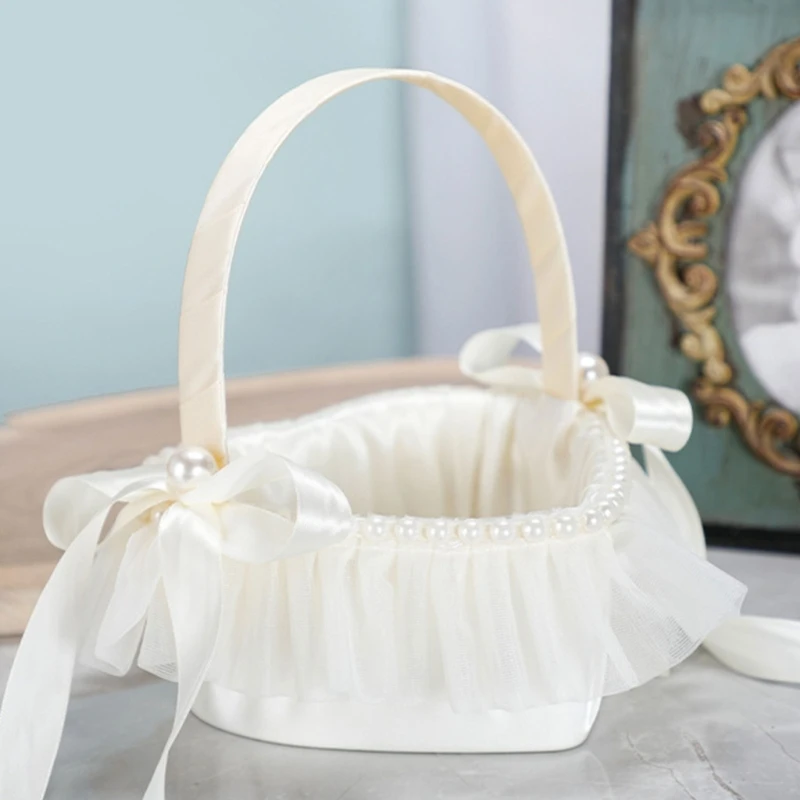 

Wedding Flower Baskets with Lace Heart Shaped Storage Basket for Anniversary