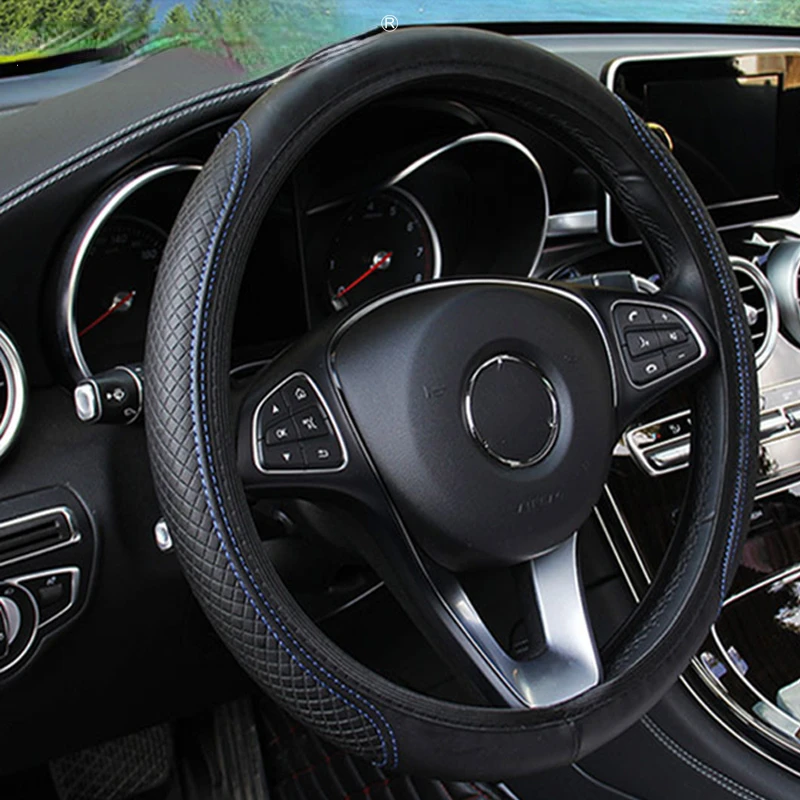 

Microfiber Leather Car Steering Wheel Cover Soft Touch Braid Covers 5 Color Texture Suitable 37-39cm Car Interior Accessories