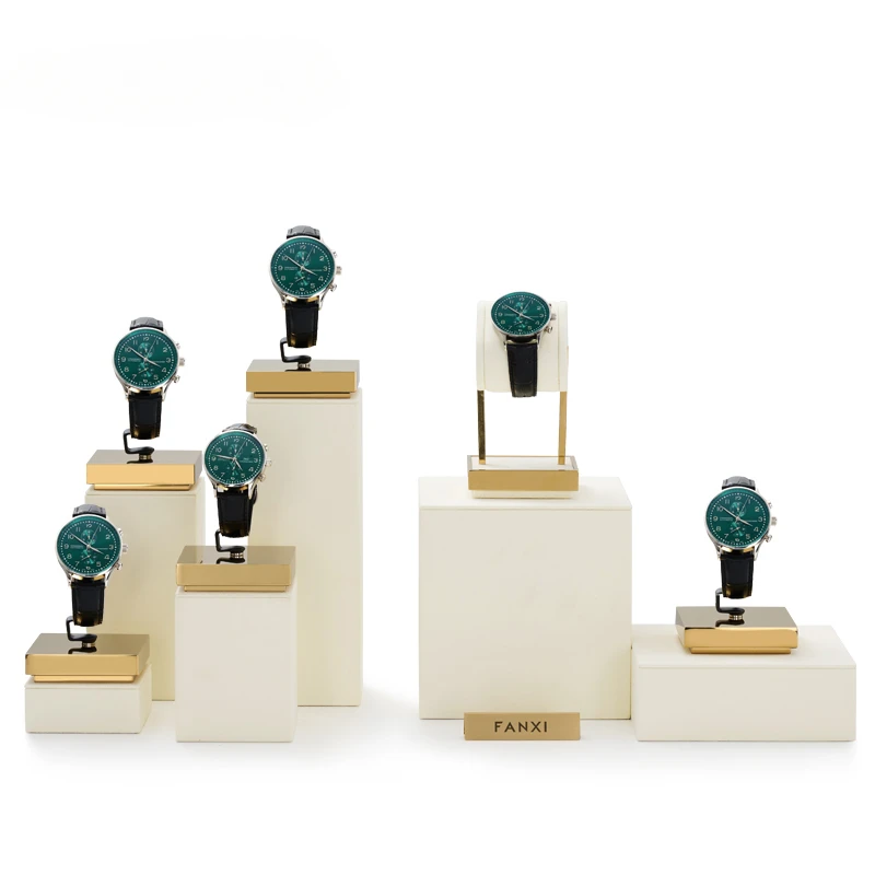 

Beige metal microfiber high-end watch display rack, watch window display, watch display props jewelry organizer