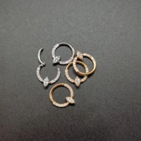 1pc piercing jewelry f136 titanium zircon hoop earrings nose septum hinged segment rings clicker tragus helix lip ear studs16g