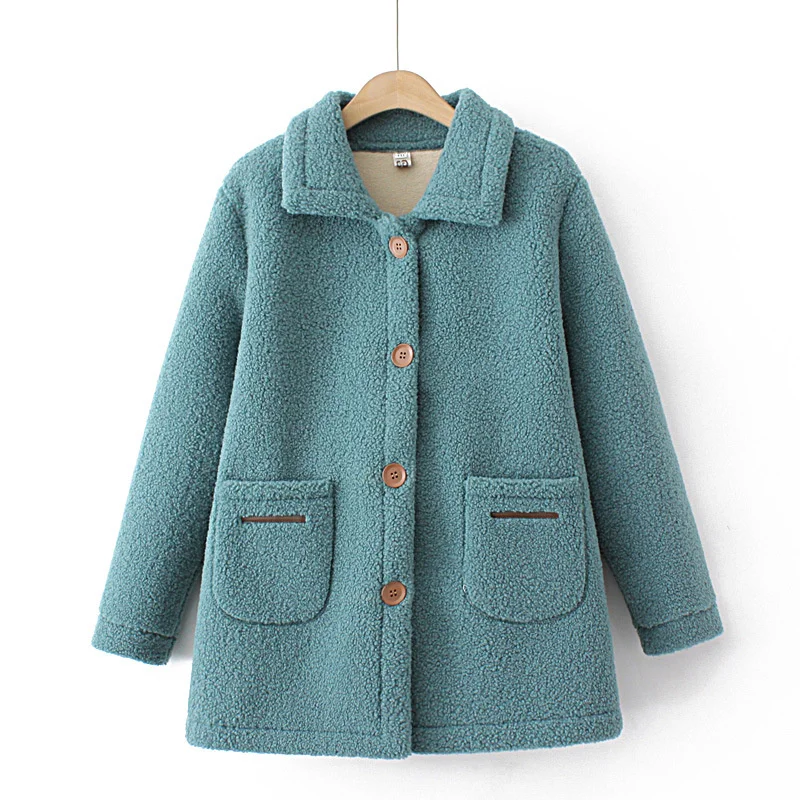 

Large Size 7XL Middle-aged Women Faux lamb Wool Coat Autumn Winter Loose Long-sleeve Outerwear Female Jacket Parkas Casual Tops